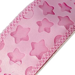 
          Декоративная лента капроновая двухслойная для рукоделия, упаковки и флористики, 4 см, намотка 25 ярдов, розовая, дизайн звездочки