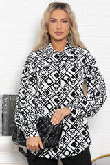 Блуза хлопковая Танец линий (черно-белая) Б14856-14М LT Collection