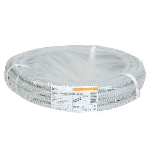 89-6-1-1601 Труба гофрированная ПВХ d 16 с зондом серый CTG20-16-K41-010I IEK , 10м (IEK)