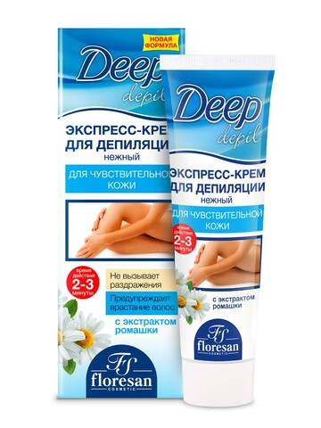 Floresan DEEP DEPIL Нежный экспресс-крем для депиляции для чувствительной кожи,100мл