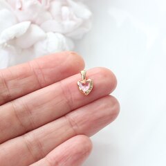 Подвеска Сердце с розовым фианитом, 12*8 мм, позолота, П309