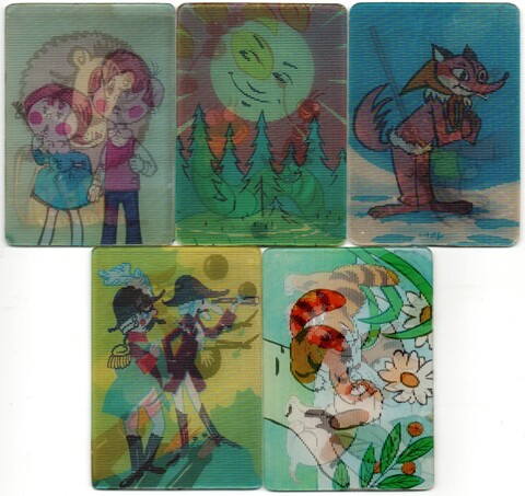 № 142 Набор из 5 переливных (стерео) Календариков . Мультфильмы СССР 1978 год.