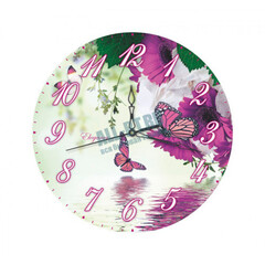 Часы настенные из стекла СО1-5 "Бабочки сиреневые"