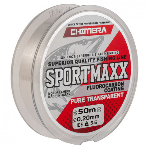 Леска CHIMERA SPORTMAXX Fluorocarbon Coating Pure Transparent 50m.0.20mm продажа от 5 шт.