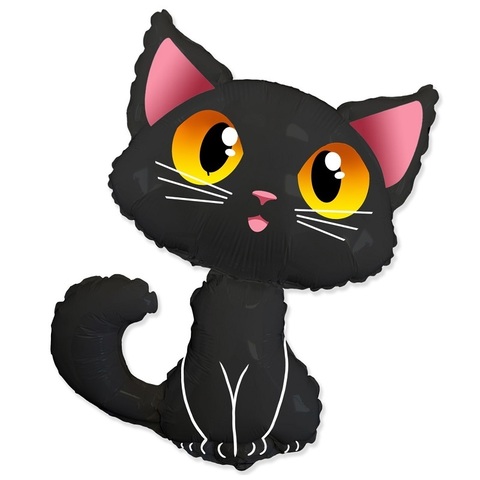 Воздушный шар с гелием Кошка, котенок черный, 91 см