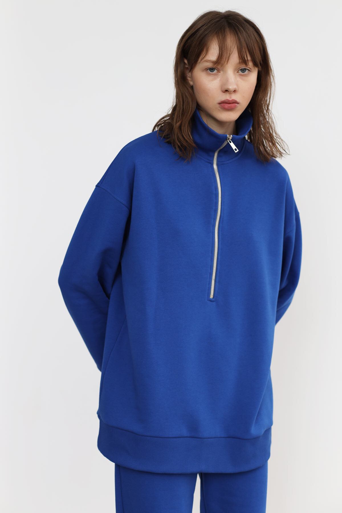Анорак из футера без начеса, royal blue