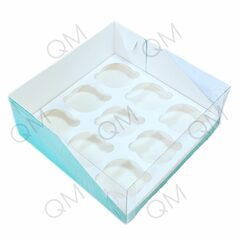Коробка под капкейки с пластиковой крышкой 235*235*100 мм (9) (тиффани), 50шт