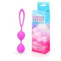 Розовые силиконовые вагинальные шарики с петлей - 17 см. - 