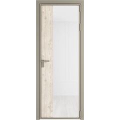 Алюминиевая дверь 7AG никель матовый остеклённая со вставкой