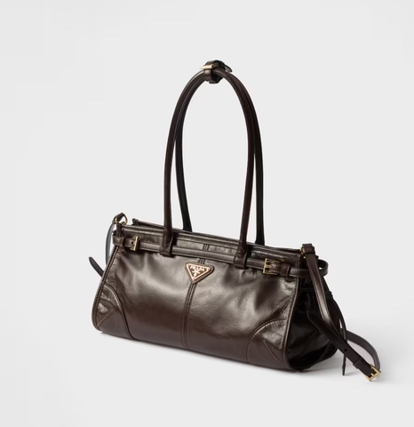 Кожаная средняя сумка Prada Bonnie, тёмно-коричневый