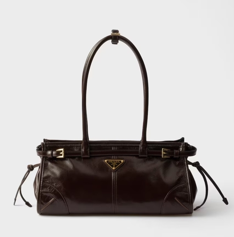 Кожаная средняя сумка Prada Bonnie, тёмно-коричневый