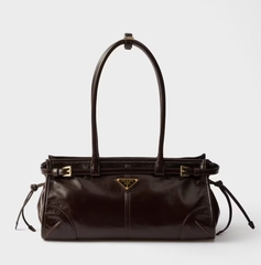 Кожаная средняя сумка Prada Bonnie, тёмно-коричневый