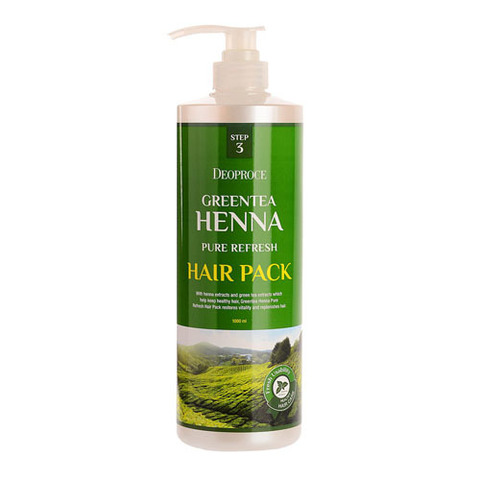 Deoproce Green Tea Henna Pure Refresh Hair - Маска для волос с зеленым чаем и хной