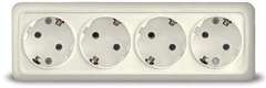 Розетка 4-м ОП Олимп с заземл. бел. UNIVersal 1163