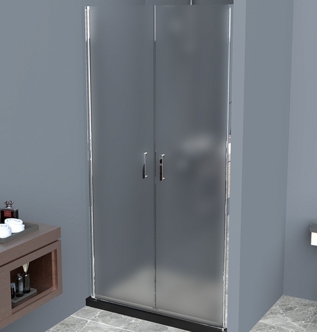 BelBagno UNO-B-2-100-P-Cr Дверь в проём с двумя распашными створками. Стекло 5 мм, матовое, хром