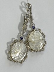 Камея Ф(серьги из серебра)