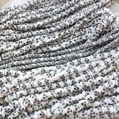 Бусина Шарик, керамика, белая с черной росписью, 8 мм, 1 нить, К155