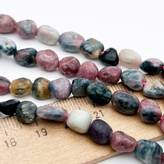 Турмалин бусины, фриформ, размер около 6,5-9,5 мм, цена за нить 38 см