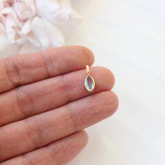 Подвеска Маркиз с голубым фианитом, 14*5 мм, позолота, П385