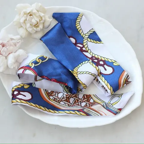 Твилли (шарф) белый/синий, 85*4 см, ПТ012