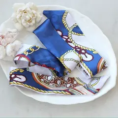 Твилли (шарф) белый/синий, 85*4 см, ПТ012