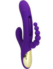 Фиолетовый ударный вибратор Anal G-Hit с анальной цепочкой - 24 см. - 