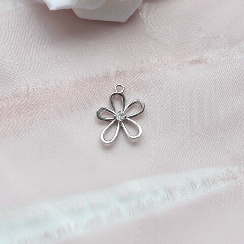 Подвеска Цветок с фианитом 17*14 мм, родий, П248