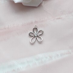 Подвеска Цветок с фианитом 17*14 мм, родий, П248