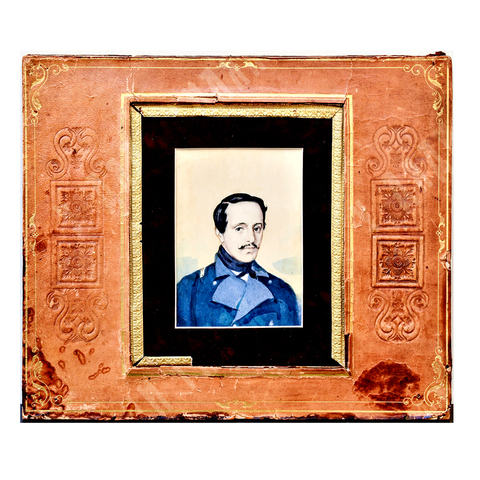 Н/х. Портрет поэта М.Ю. Лермонтова Миниатюра. 1840-е. Бумага, акварель.