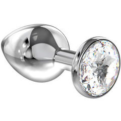 Анальная пробка Lola Toys Diamond Sparkle Large, серебро прозрачная