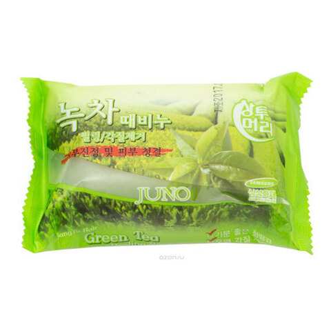 Juno Green Tea Peeling Soap - Мыло с отшелушивающим эффектом с зеленым чаем