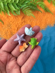 Морские жители МИНИ, черепаха, морская звезда, рыба, кораблик, фигурки декоративные, кукольные миниатюры, набор 4 шт.
