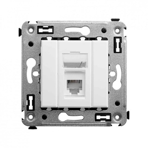 Розетка телефонная RJ-12 - 2 модуля. Цвет Белое облако. DKC серия Avanti. 4400313