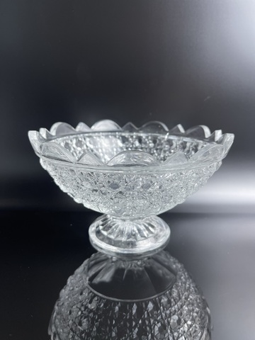 Конфетница, сахарница старинная стекло "Шапка Мономаха" винтаж без крышки с алмазной резкой СССР 1960-1990 гг