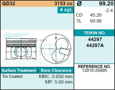 Поршень двигателя TEIKIN 44297 STD (4шт/упак)