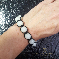 Браслет Шамбала. Белый нефрит Д 12мм.