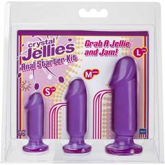 Набор из трех фиолетовых анальных фаллоимитаторов Crystal Jellies Anal Starter Kit - 