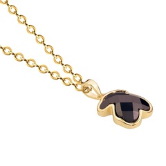 Латунная цепочка с Подвеской "Мишка из чёрной керамики", gold