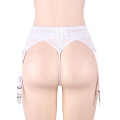 Пояс белый для чулок с ремешками на клипсах (XL-2XL)
