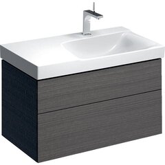 Шкафчик для раковины Geberit Xeno² с полкой, с двумя выдвижными ящиками: B=88см, H=53см, T=46.2см, Серый / Меламин, древесная структура фото