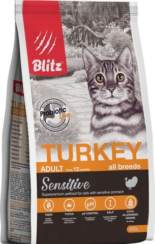 Blitz Adult Cats сухой корм для взрослых кошек (индейка) 400 гр