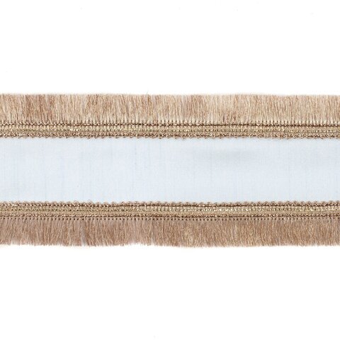 Лента на елку ширина 10см Goodwill M&G голубая с золотой бахромой