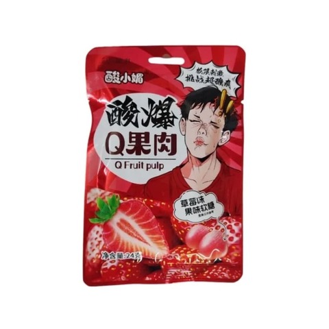 Мармелад Q FRUIT ACID вкус КЛУБНИКА в КИСЛОЙ ПУДРЕ 24 г