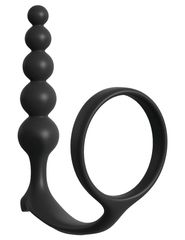 Черная анальная цепочка с эрекционным кольцом Ass-gasm Cockring Anal Beads - 