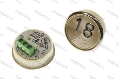 Кнопка (кнопочный модуль) EA2406S-D-W "18 этаж", круглая, белая динамическая подсветка, Брайль