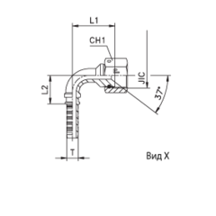 Фитинг DN 06 JIC (Г) 9/16 (90) (накидная гайка)