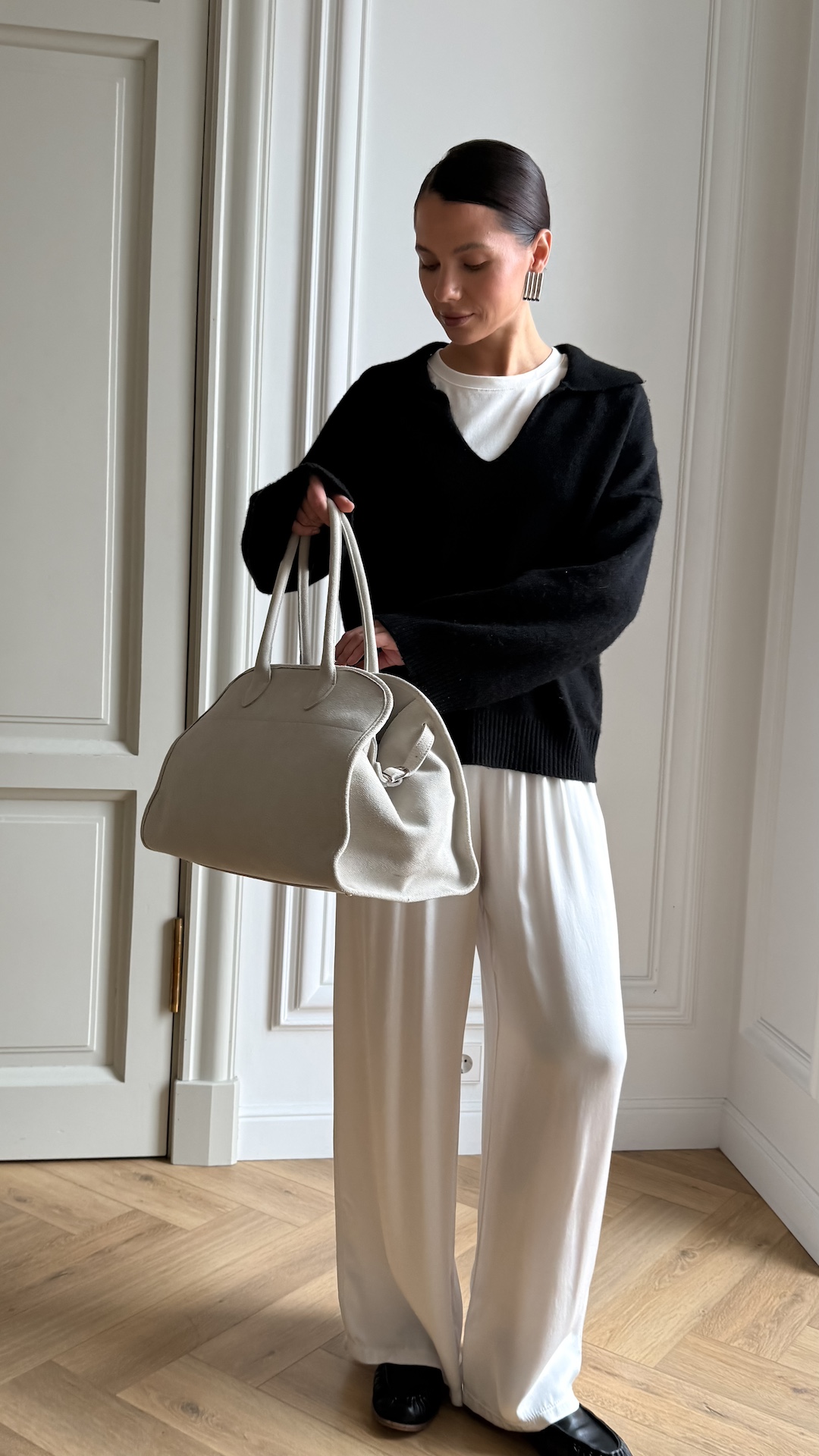 Джемпер с отложным воротником из шерсти мериноса и кашемира