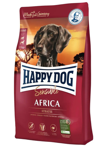 Happy Dog Supreme Sensible - Africa со страусом и катрофелем 12.5 кг