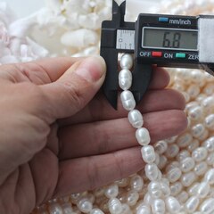Жемчуг натуральный речной, рис, 7,5-11,3 мм, 1 нить, Ж027