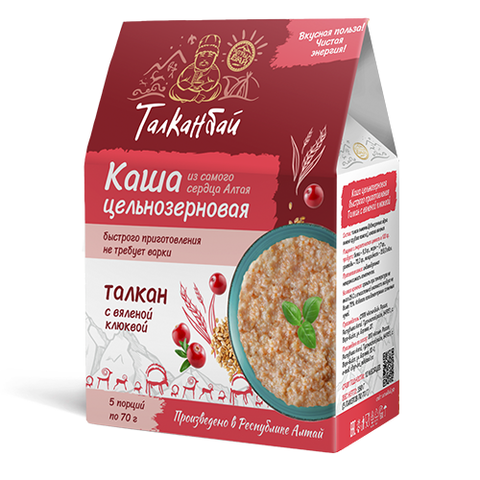 Каша быстрого приготовления Талкан с вяленой клюквой, Алтын Бай